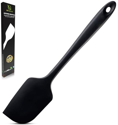 HI NATURE™ Spatola in Silicone Nera da Cucina | Set Spatole Cucina Resistenti al Calore fino a 260°C | BPA Free, Antiaderente, Lavabile in Lavastoviglie, Silicone Alimentare - 1 (1)