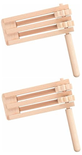 Ameisenkeks® Carraca doble de madera para niños, instrumento de ruido tradicional de madera, ideal para carnaval, Pascua, eventos deportivos y juegos, calidad duradera, diversión para interiores y
