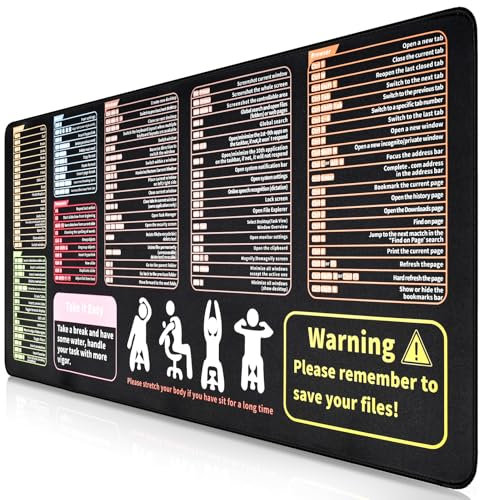 Tappetino per Mouse con Scorciatoia Mouse Pad XXL Excel Tappetino Mouse Impermeabilizzazione Applicabile tastiera Gaming Ufficio (900x400mm)