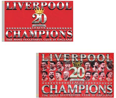 2Pack Liverpool 2025 Champions Flag, Liverpool 2025 Champions decorations, 3FT x 5FT (style 5)