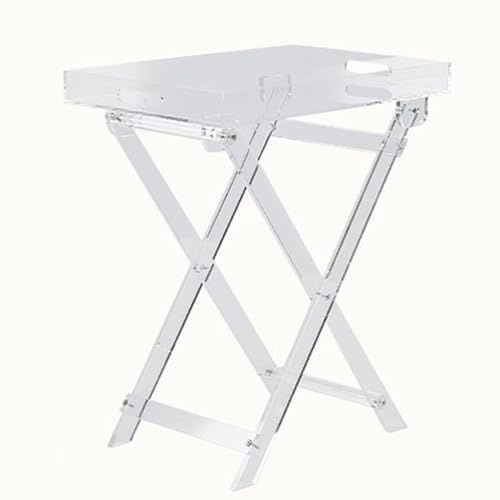 Zkfpet Acrylic Folding Tray Table, Clear Acrylic Small Side Table, Foldable Design, Modern Chic Accent Desk, for Living Room, Bedroom(Clear)