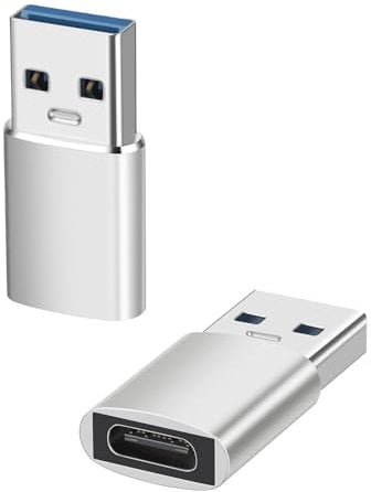 RTDHO 2 Pack USB C Female to USB A Male Adapter, 5Gbps Fast Charging and High-Speed Data Transfer, Reversible Type C Adapter for MacBook Air/Pro M3, iPad Pro 2025, iPhone 16 Pro Max, Galaxy S24/S23