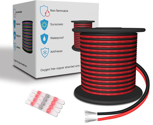 LEADTOPS Silikon Elektrokabel 18 AWG, Rot/Schwarz, 10M/Farbe 0,8 mm² 2 Kabel 18/2 Flexibel Verzinntes Kupferkabel