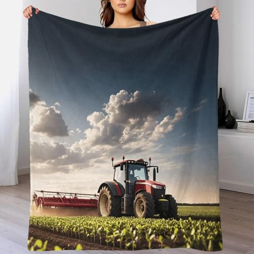 FT Traktor Kuscheldecke Weich Johndeer Fleecedecke 60x80inch(150x200cm) Wohndecke Decke Sherpa Sofaüberwurf Couchdecke Warm Winter/Herbst