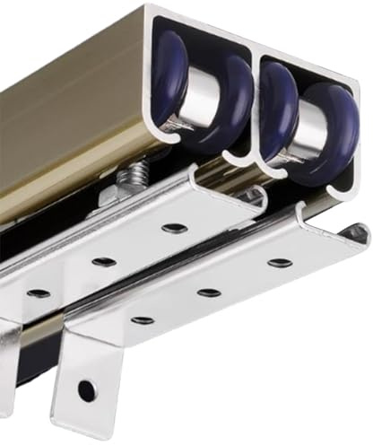 XYUERU SchiebetüR Bausatz Doppelschiebetürschienen-Set,Schiebetürschiene | Mit Leisen Rollen,Unsichtbare Türgleitschiene für Küche, Kleiderschrank und Garage(200cm)