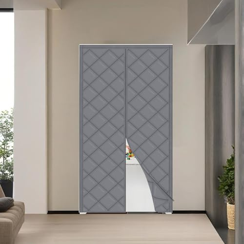 Magnet Thermovorhang Kälteschutz Wärmeschutzvorhang Tür Isolier Winddicht Selbstschließend Türvorhang Für Haustür Schlafzimmer Mit Magnethaftung(Grau,90x210cm)