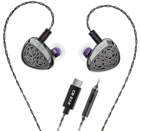Yinyoo KBEAR TB-Pro Auriculares Cableados USB C In Ear Monitor Auricular HiFi con 10mm Dual-Magnetic Auriculares para Gaming para Salidas & Commuting (Tipo-C, con Micrófono)​