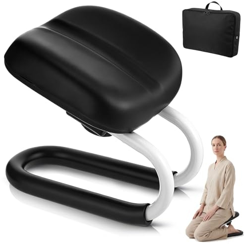 SiliFine Meditation Bench with Carrying Bag, 3 Level Adjustable Metal Meditation Stool, Non-Slip Prayer Kneeling Stool with Cushion, Ergonomic Portable Prayer Chair Squat Seat for Meditations Yoga