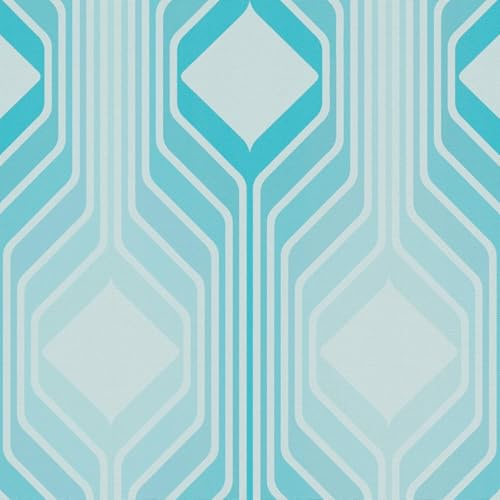 Profhome Papier peint Rétro 395321-GU Papier peint intissé (TNT) bleu bleu-turquoise bleu-clair 0,53 m x 8,50 m / 4,50 m2