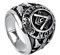 HIJONES Schmuck Herren Edelstahl Herrschsüchtiges Weinlese Freemason Freimaurer Ringe, Schwarz und Silber Größe 68 (21.6)