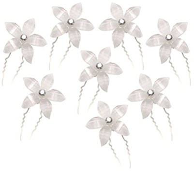 LEORX 8pcs Wedding Bridal cheveux broches Clips, pinces à cheveux strass épingles à cheveux en forme de U (blanc)