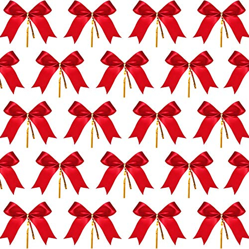 Sumind 72 Stück Weihnachtsbogen Red Ribbon Bow Schwalbenschwanz Bowknot mit Goldenen Krawatten für Weihnachtsbaum, Weihnachtskranz, Geschenk Dekoration