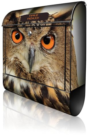 banjado Design Briefkasten personalisiert 38,5x46,5x13cm & 2 Schlüssel - Briefkasten Stahl Schwarz Zeitungsfach pulverbeschichtet - Postkasten A4 Einwurf inkl. Montagematerial - Motiv Judy