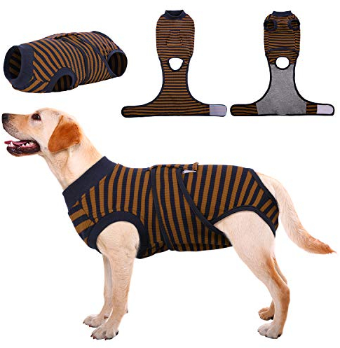 Kuoser Hundebody Nach Op, Hundebody Nach Kastration Rüde Hündin,Hundebody Nach Op Hündin, Atmungsaktiv Body Für Hunde Nach Op,Leckschutz Hund, Anti-Wundlecken Op Body Hund,Braun L