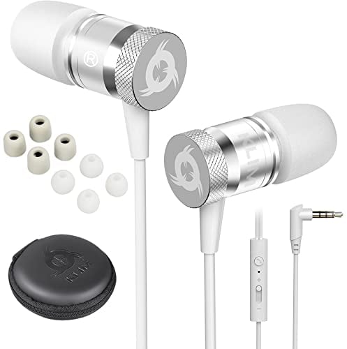 KLIM Fusion Kopfhörer in Ears mit Mikrofon - Langlebig - Innovativ: In-Ear Kopfhörer mit Memory Foam 3.5 mm Jack - Sport Gaming In Ear Kopfhörer - Weiß