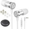 KLIM Fusion - Auriculares con micrófono para móvil - Nuevo - Garantía 5 años - Innovadora Espuma de Memoria - Jack 3,5 mm - Compatibles con Smartphone, Tablet, Consola, PC - Blanco