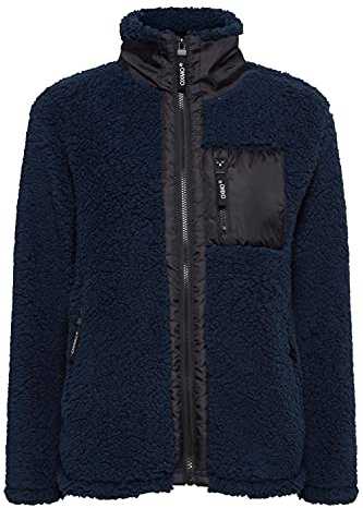 OXMO Ellin Sweatjacke Damen Jacke mit Teddyfutter außen kurz mit Stehkragen, Größe:L, Farbe:Total Eclipse (194010)