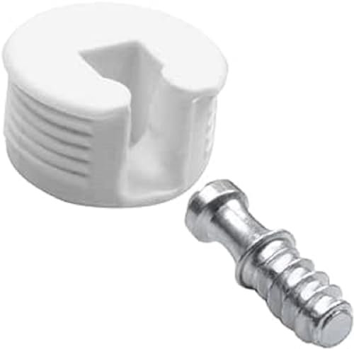 Amig - Enganches de Excéntrica, Incluye Tornillos M6, M6 - Ø 20 x 12 mm, 4 Unidades, para Ensamblado de Tableros, Óptimo para Unión de Estantes y Muebles, Plástico Blanco