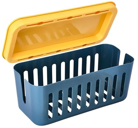 G-Rack Cable Management Box - Cable Wire Tidy Box - Cord Box - Mess-Free Socket Box - Cord Organiser Unit - Convenient Storage for Power Accessories, Socket Board (Green w/Yellow Lid)