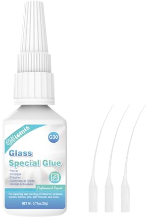 20g Glass Glue - Instant Strong Adhesive for Glass, Acrylic & Other Materials | Clear Repair Glue for Craft, Jewelry & Mirror