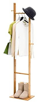 POCHY Gaderobenstaender Freistehender Kleiderständer aus Holz Kleiderständer Baum Einfacher Kleiderständer Einfache Montage für Schlafsaal Flur Büro Garderobe Mode