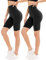 DDOBB Damen Radlerhose High Waist Kurze Sporthose Bauchweg Shorts Blickdicht Knielang Sportshorts Unterhosen Leggings Sommer für Sport Yoga Gym(C-Schwarz*2, L-XL)