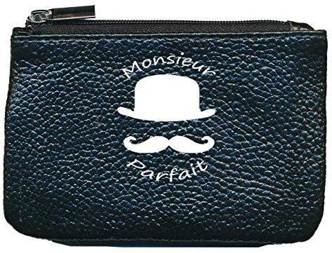 Syl'la Monsieur Parfait Petit Porte Monnaie en Cuir Porte cles Noir pour Homme