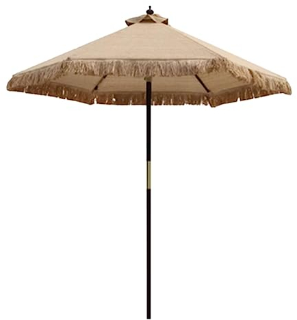 ASerZenith Parasol de Jardin Paille Parasol de Patio Simulation Bois Massif Peut Transporter Parapluie extérieur rétractable Patio Jardin Camping Parapluie de Plage extérieur Base remplissable