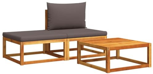 vidaXL 3-TLG. Gartensofa-Set mit Kissen Holz Akazie & Seil