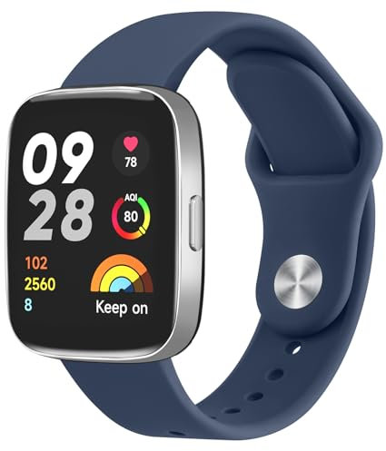 Oumida Correa Compatible con Xiaomi Redmi Watch 3 Active Mujer Hombre, Correas de Silicona Suave, Pulseras de Repuesto Deportiva Impermeable para Redmi Watch 3 Active, Azul Marino