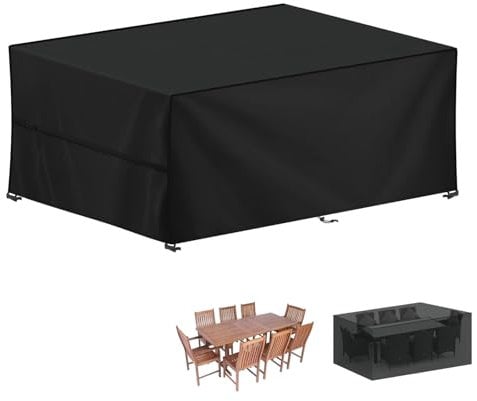 LAMUNI Housse Salon de Jardin 240x100x80cm Housse de Protection pour Meubles de Jardin, 420D Oxford Tissu Housse Table de Jardin Imperméable Bache Salon de Jardin Exterieur, Anti-UV, Rectangulaire