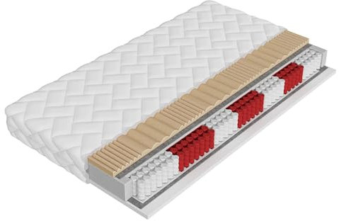 Mirjan24 Matratze Beidseitige Gitos, Taschenfederkernmatratze, Profilierter Schaumstoff, PU-Schaum, Härtegrad: H3, Zweiseitig, Höhe: 18 cm, Matratze heißgeklebt (80x200)