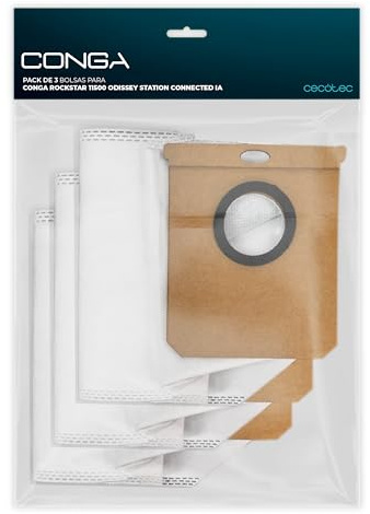 Cecotec Accesorios para Aspiradora Escoba - Pack de Bolsas para Conga Rockstar 11500 Odyssey Station Connected IA. Incluye 3 Bolsas
