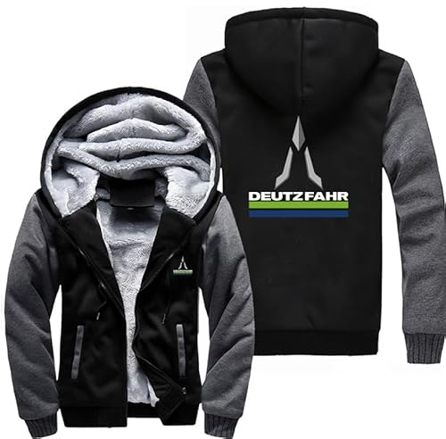 Generisch Veste polaire pour homme avec capuche - Épaisse et chaude - Protection contre le froid - Pour le jogging et les sports de plein air - Automne-Hiver, Noir/gris, M