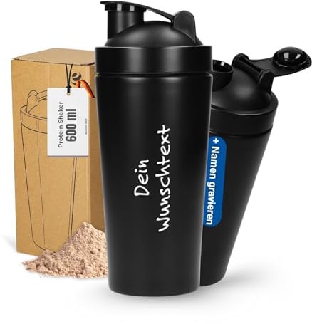 Personalisierter Protein Shaker 600 ml Edelstahl doppelwandig