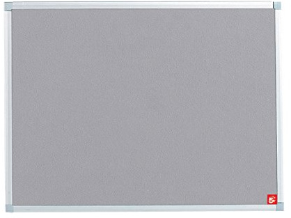 5 Star Noticeboard with Fixings and Aluminium Trim W900xH600mm Grey