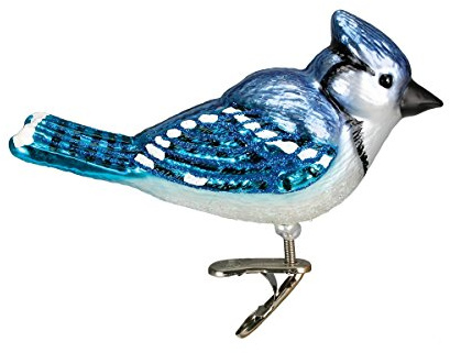 Old World Christmas Ornaments: Bird Watcher Collection Glass Blown Ornaments for Christmas Tree,Bright Blue Jay