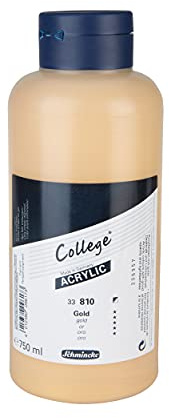 Schmincke - College Acrylic, Gold 750 ml, 33810030, Acrylfarbe mit Künstler-Pigmenten in hoher Konzentration, deckend und lasierend, lichtecht, seidenmatt