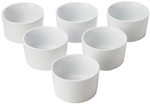 Royal Genware Contemporary Smooth Ramekins 8cm - Pack of 6 | Ovenproof Ramekins, Porcelain Ramekins, White Ramekins