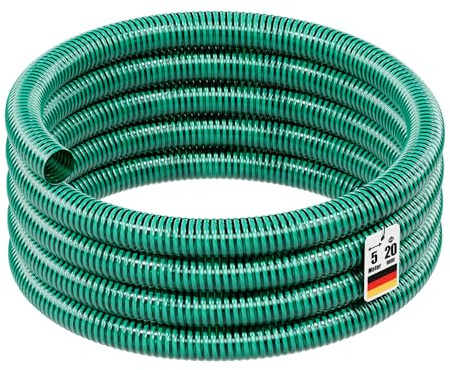 Wiltec Teichschlauch 5m, flexibel, 20mm (3/4) grün - Made in Europe, Saugschlauch Druckschlauch