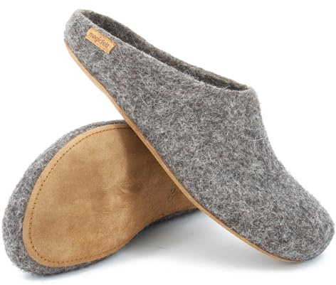 Magicfelt Filz-Hausschuh 713 aus 100% seltenen Wollen | Pantoffel für Damen & Herren mit hochwertiger Rinds-Sohle - Made in Tirol