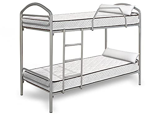 HOGAR24 Litera metálica con somieres + 2 colchones Aloe Vera + 2 Almohadas de Fibra de regalo-90x190cm