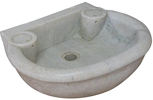 Biscottini Lavabo de mármol, 50 x 40 x 15 cm, lavabo de exterior e interior, lavabo de apoyo piedra, fregadero de cocina