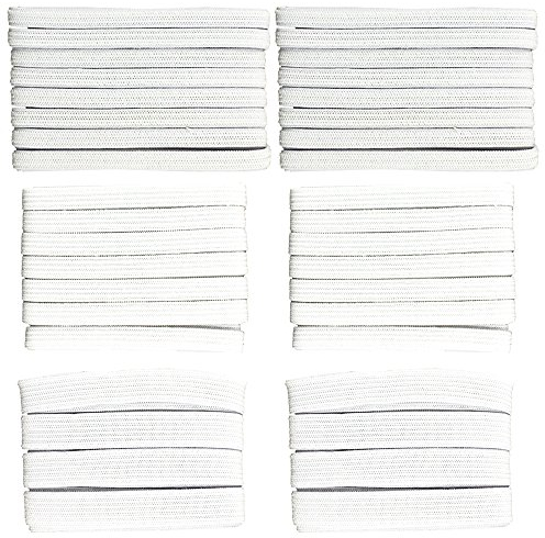 com-four® 6 x Gummilitze (Bänder) zum Einnähen in Ihre Sachen wenn sie Nicht mehr passen sollten, Hosen, Socken und anderes passt dann Wieder wie angegossen 2 mal je Stärke gesamt 26 Meter (6er)