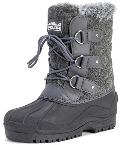 Polar Donna Short La Neve Inverno Tattico Montagna Impermeabile Escursionista Metà Polpaccio A Passeggio Stivali - Grigio Tessile - UK5/EU38 - YC0369