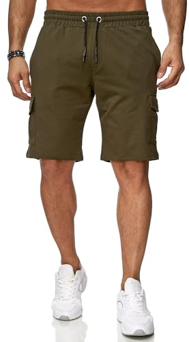 Reslad Kurze Hose Herren Cargo Bermuda Shorts Jogginghose Sport-Hose RS-5069 Khaki S