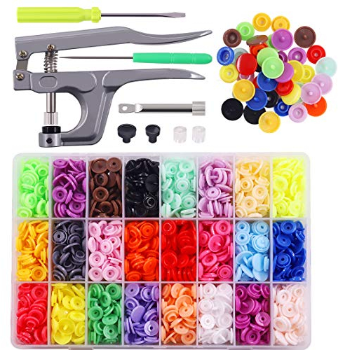 Glarks Lot de 384 boutons pression en plastique avec pinces pour couture de vêtements, bavoirs, manteaux de pluie