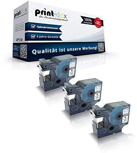 3x Print-Klex Schriftbänder kompatibel für Dymo 45803 Labelmanager 420P 450 450D 450Series 500TS PC PC2 S0720830 19mm Schwarz - Weiss Etikettierband - Color Quantum Serie