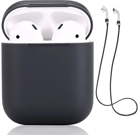 Teyomi Hülle kompatibel mit AirPods 2. Generation mit Sport Strap, Schutzhülle kompatibel mit Apple Airpods 2 mit Reinigungsset, Silikonhülle kompatibel mit Airpods 1 2 Case (Schwarz)