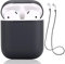 Teyomi Funda de Silicona Compatible con AirPods 2 y 1 con Kit de Limpieza, Funda Protectora Compatible con Apple AirPods 2&1 con Correa Deportiva, Funda Suave para Airpods 1&2 (Negro)